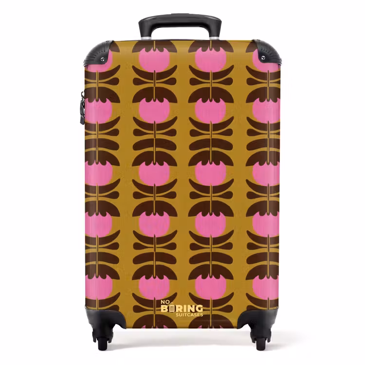 Abstract - Bloemen - Roze NBS - Handbagage koffer - Volwassenen Unisex middel -productfoto_recht