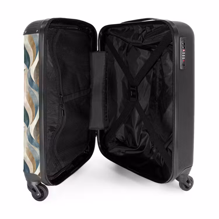Abstract - Golven - Kleurrijk NBS - Handbagage koffer - Volwassenen Unisex middel -binnenkant