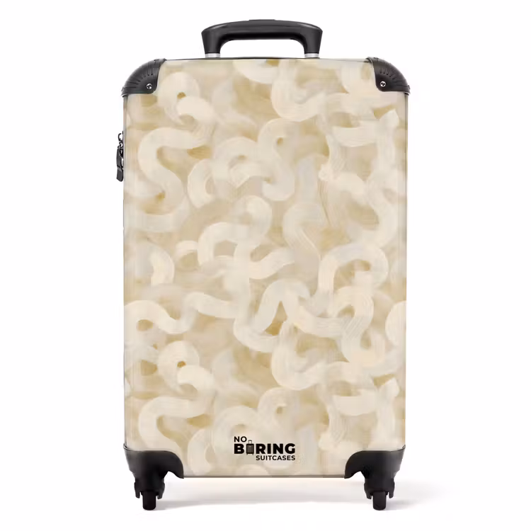 Abstract - Lijnen - Beige NBS - Handbagage koffer - Volwassenen Unisex middel -productfoto_recht