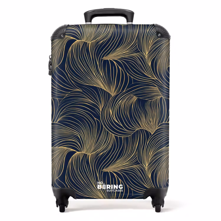 Abstract - Lijnen - Blauw - Goud NBS - Handbagage koffer - Volwassenen Unisex middel -productfoto_recht