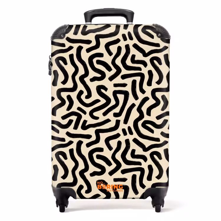 Abstract - Lijnen - Zwart NBS - Handbagage koffer - Volwassenen Unisex middel -productfoto_recht