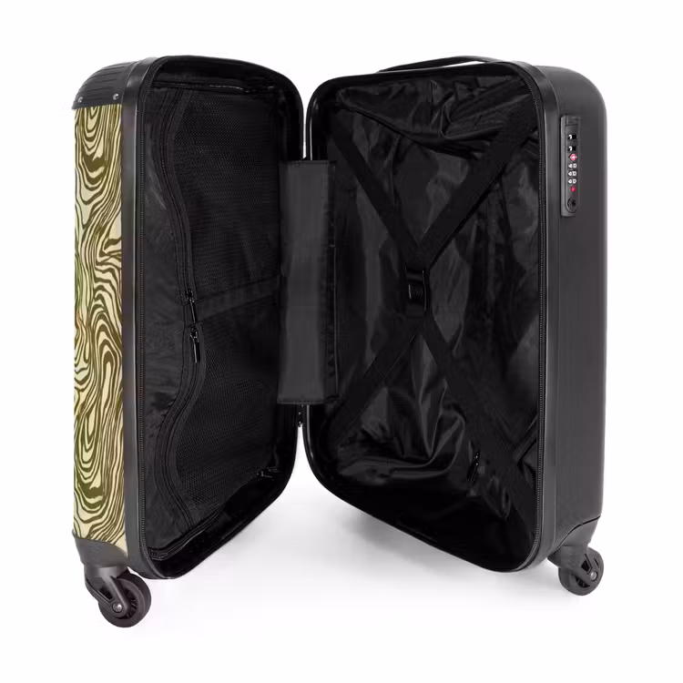 Abstract - Marmer - Groen NBS - Handbagage koffer - Volwassenen Unisex middel -binnenkant