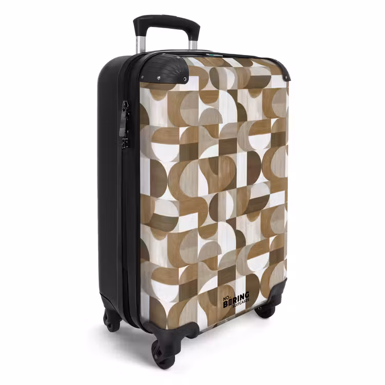 Abstract - Retro - Bruin NBS - Handbagage koffer - Volwassenen Unisex middel -productfoto_3d