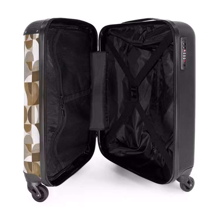 Abstract - Retro - Bruin NBS - Handbagage koffer - Volwassenen Unisex middel -binnenkant