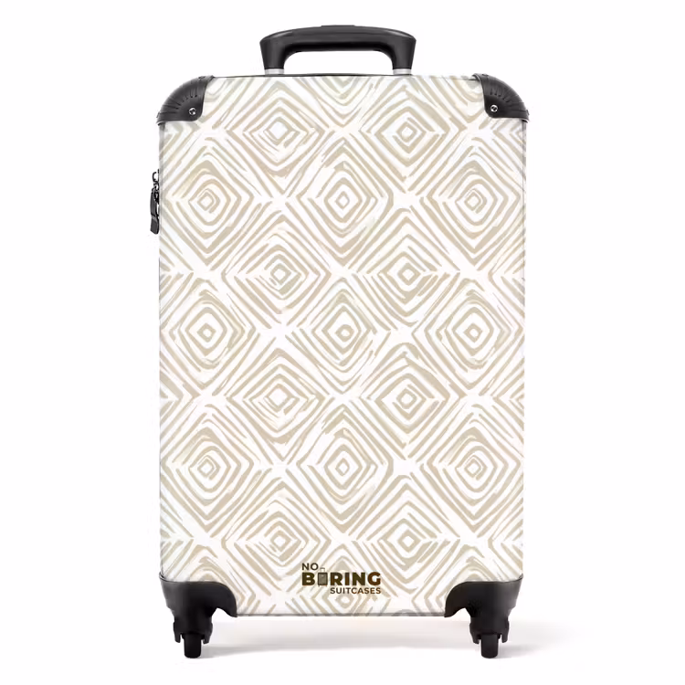 Abstract - Ruit - Beige NBS - Handbagage koffer - Volwassenen Unisex middel -productfoto_recht