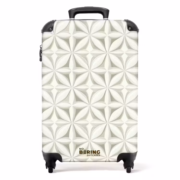 Abstract - Structuur - Grijs - Wit NBS - Handbagage koffer - Volwassenen Unisex middel -productfoto_recht