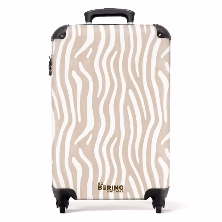 Abstract - Zebra - Beige NBS - Handbagage koffer - Volwassenen Unisex middel -productfoto_recht