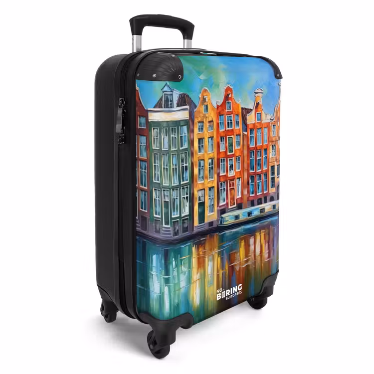 Amsterdam - Olieverf - Gracht - Schilderij - Kunst NBS - Handbagage koffer - Unisex middel -productfoto_3d
