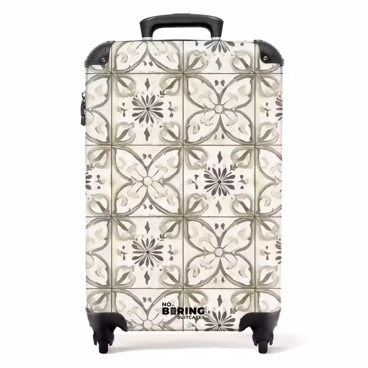 Antiek - Tegel - Beige NBS - Handbagage koffer - Volwassenen Unisex middel -productfoto_recht
