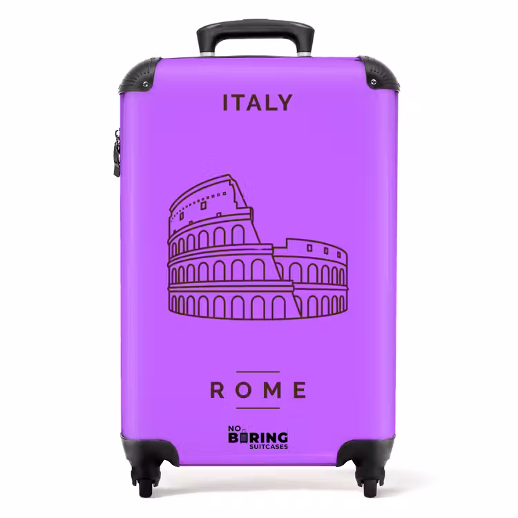Koffer - Architectuur - Colosseum - Rome - Minimalistisch - Paars - Architectuur - Colosseum - Rome - Minimalistisch - Paars NBS - Handbagage koffer - Volwassenen Unisex middel