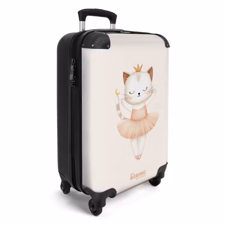 Ballerina kitten in beige kleuren NBS - Handbagage koffer - Volwassenen Unisex middel -productfoto_3d