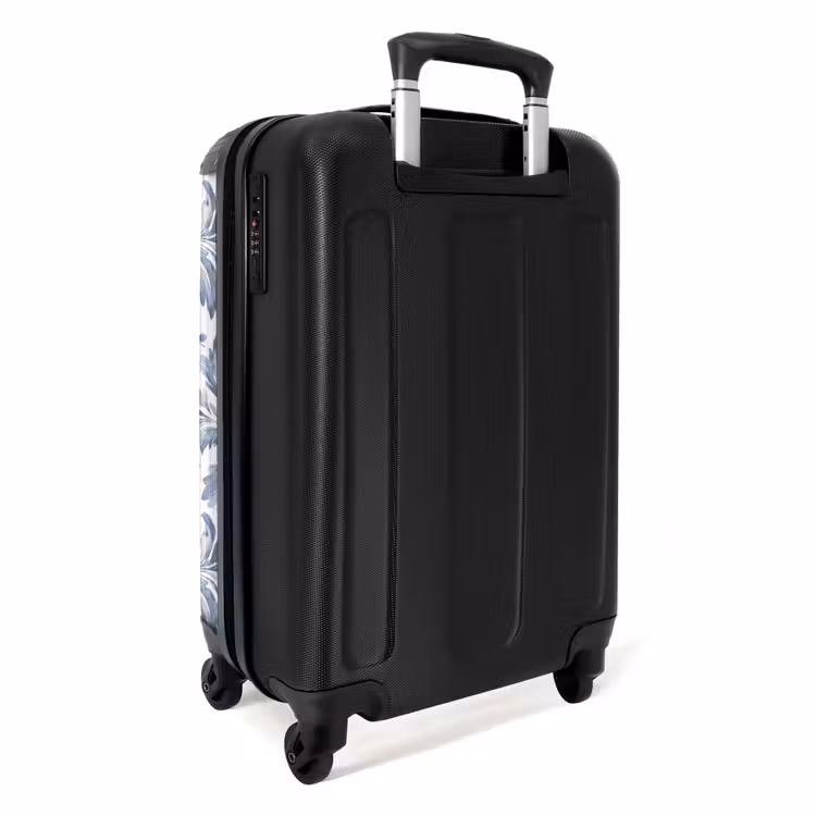 Barok bladeren patroon blauw NBS - Handbagage koffer - Volwassenen Unisex middel -achterkant