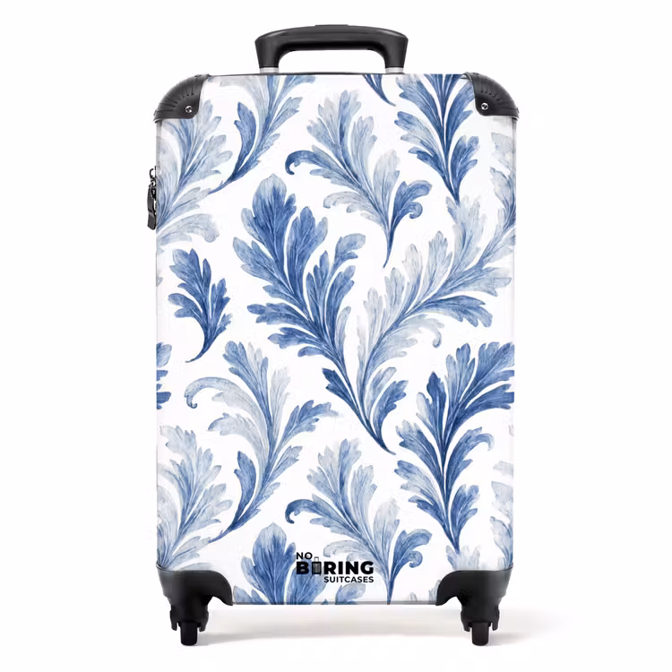 Barok bladeren patroon blauw NBS - Handbagage koffer - Kinderen Unisex middel -productfoto_recht