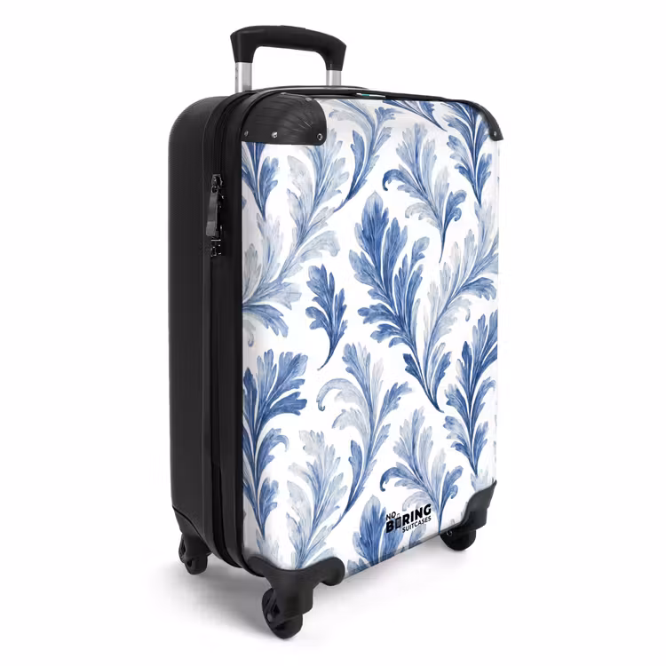 Barok bladeren patroon blauw NBS - Handbagage koffer - Kinderen Unisex middel -productfoto_3d