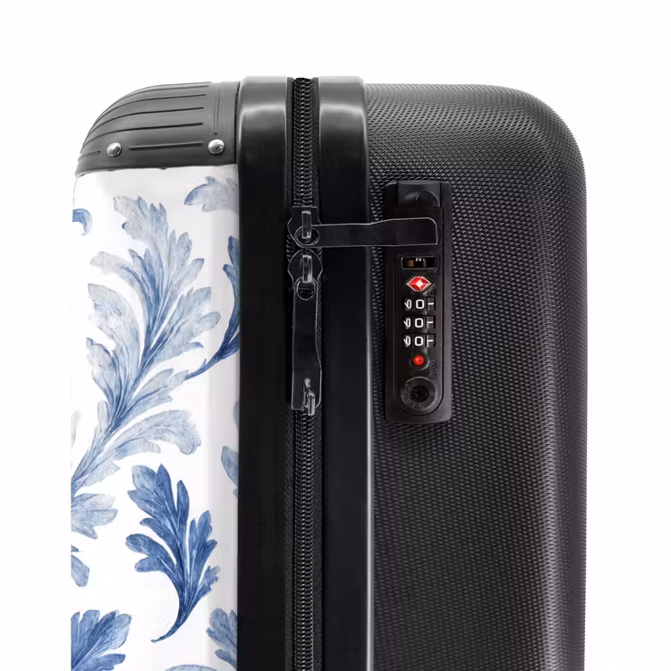 Barok bladeren patroon blauw NBS - Handbagage koffer - Kinderen Unisex middel -slot