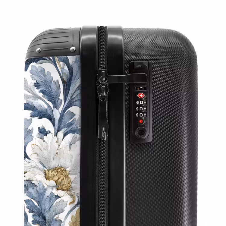 Barok bloemen patroon blauw NBS - Handbagage koffer - Volwassenen Unisex middel -slot