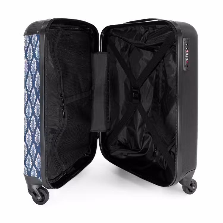 Barok patroon blauw NBS - Handbagage koffer - Volwassenen Unisex middel -binnenkant
