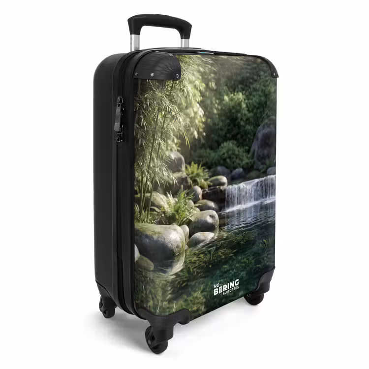 Koffer - Beek - Waterval - Natuur - Groen - Beek - Waterval - Natuur - Groen NBS - Handbagage koffer - Volwassenen Unisex middel