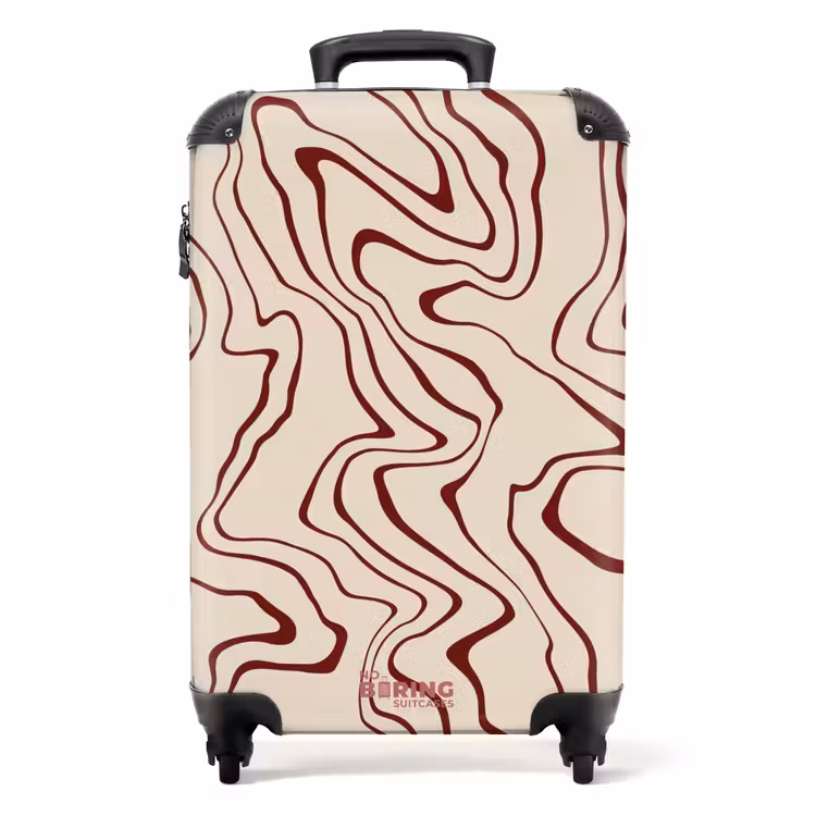 Beige achtergrond met abstracte rode lijnen NBS - Handbagage koffer - Unisex middel -productfoto_recht