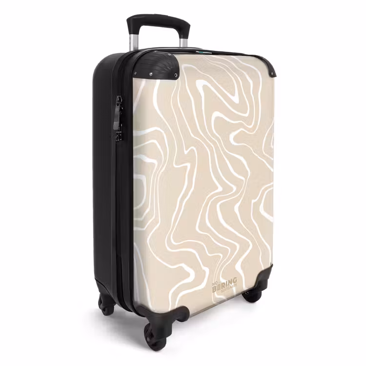 Beige achtergrond met abstracte witte lijnen NBS - Handbagage koffer - Unisex middel -productfoto_3d