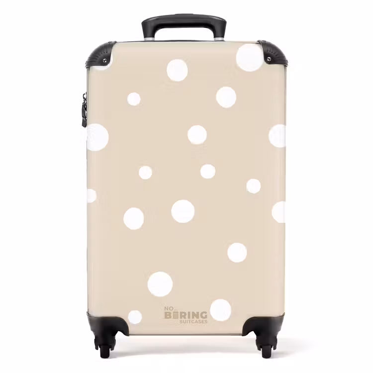 Beige achtergrond met witte stippen NBS - Handbagage koffer - Unisex middel -productfoto_recht