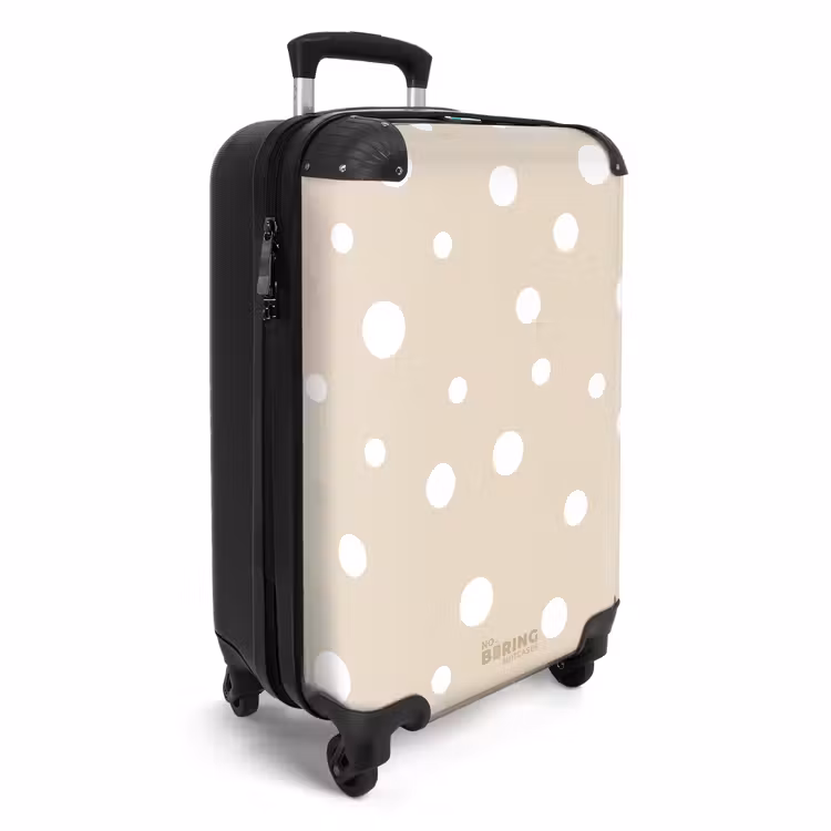 Beige achtergrond met witte stippen NBS - Handbagage koffer - Unisex middel -productfoto_3d