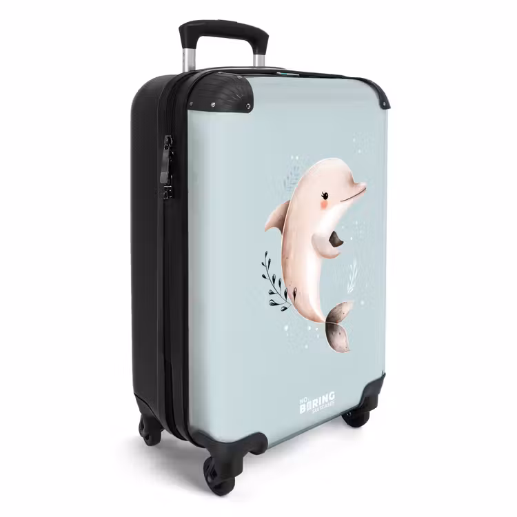 Beige dolfijn in blauw water NBS - Handbagage koffer - Volwassenen Unisex middel -productfoto_3d