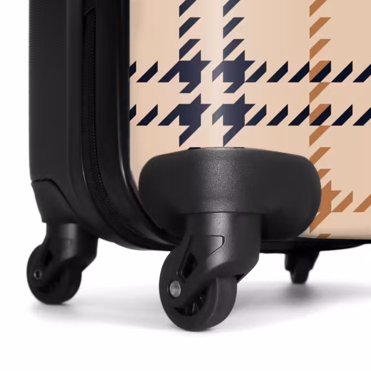 Beige ruitpatroon met visgraatlijnen in zwart en bruin NBS - Handbagage koffer - Kinderen Unisex middel -wiel
