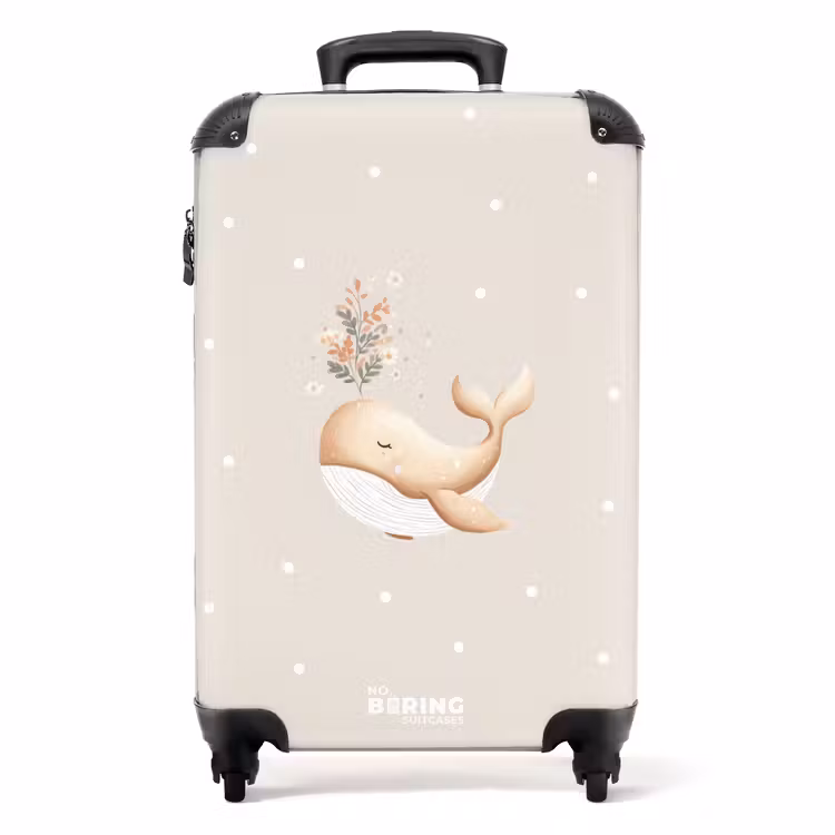 Beige walvis in bloemenzee NBS - Handbagage koffer - Volwassenen Unisex middel -productfoto_recht