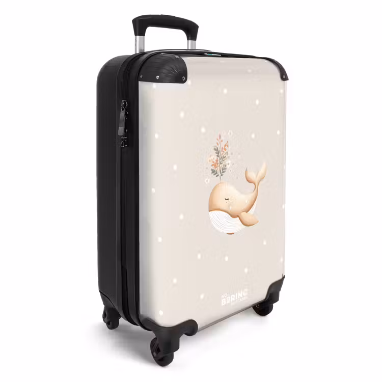 Beige walvis in bloemenzee NBS - Handbagage koffer - Volwassenen Unisex middel -productfoto_3d