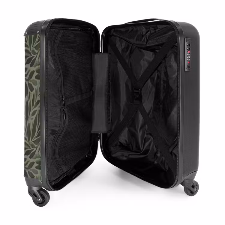 Bladeren - Organisch - Groen NBS - Handbagage koffer - Volwassenen Unisex middel -binnenkant