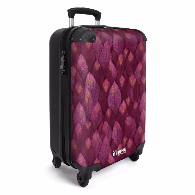 Bladeren - Patroon - Burgundy NBS - Handbagage koffer - Volwassenen Unisex middel -productfoto_3d
