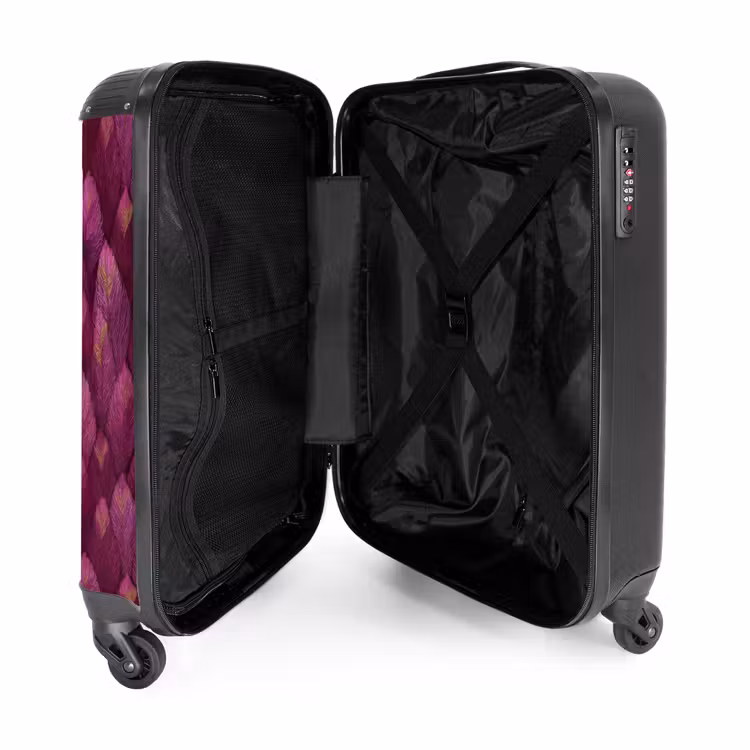 Bladeren - Patroon - Burgundy NBS - Handbagage koffer - Volwassenen Unisex middel -binnenkant