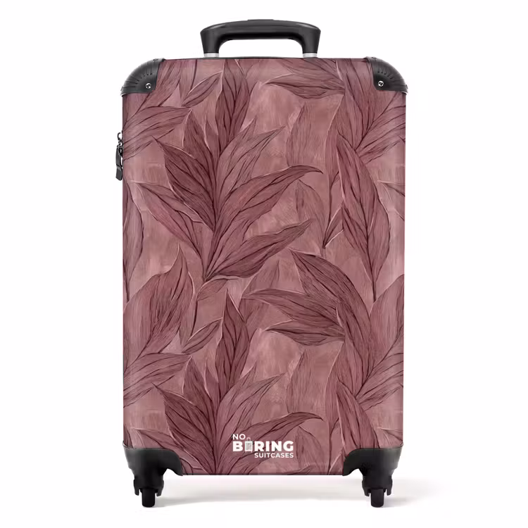 Bladeren - Patroon - Paars NBS - Handbagage koffer - Volwassenen Unisex middel -productfoto_recht