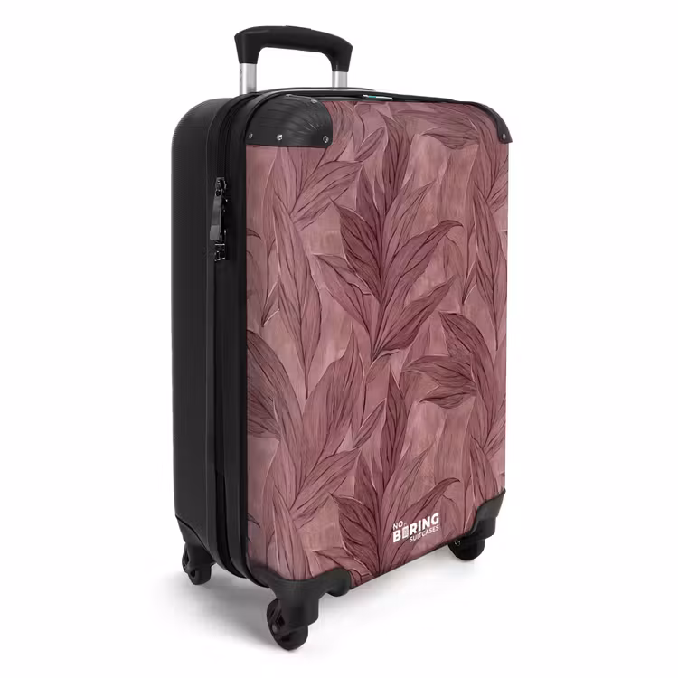 Bladeren - Patroon - Paars NBS - Handbagage koffer - Volwassenen Unisex middel -productfoto_3d