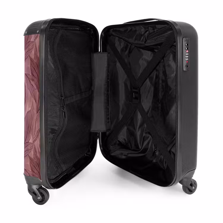 Bladeren - Patroon - Paars NBS - Handbagage koffer - Volwassenen Unisex middel -binnenkant