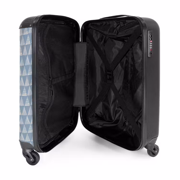 Blauw driehoeken patroon NBS - Handbagage koffer - Volwassenen Unisex middel -binnenkant