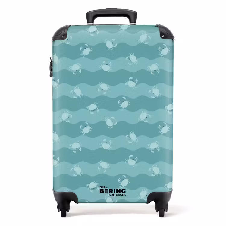 Blauw krab patroon NBS - Handbagage koffer - Kinderen Unisex middel -productfoto_recht
