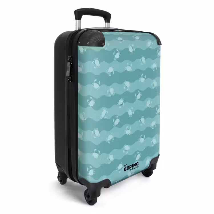 Blauw krab patroon NBS - Handbagage koffer - Kinderen Unisex middel -productfoto_3d