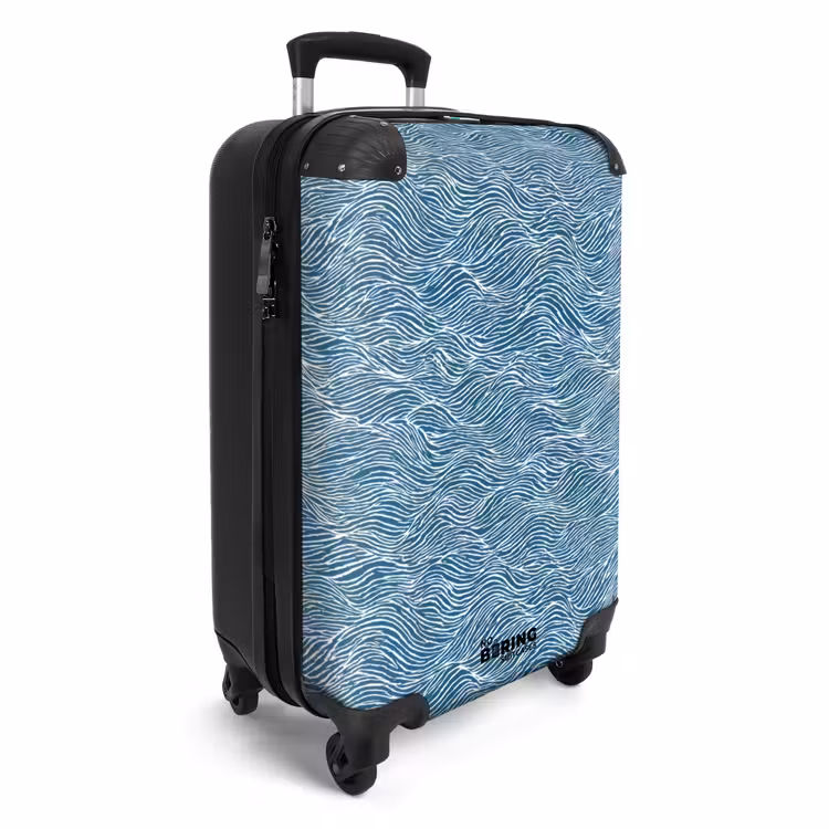 Koffer - Blauw - Wit - Golven - Getekend - Textuur - Blauw - Wit - Golven - Getekend - Textuur NBS - Handbagage koffer - Volwassenen Unisex middel