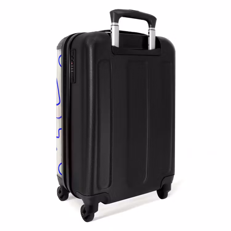 Blauwe abstracte vormen op beige NBS - Handbagage koffer - Volwassenen Unisex middel -achterkant