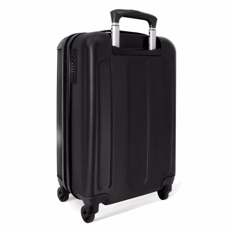 Blauwe auto met grijze vlammen NBS - Handbagage koffer - Unisex middel -achterkant