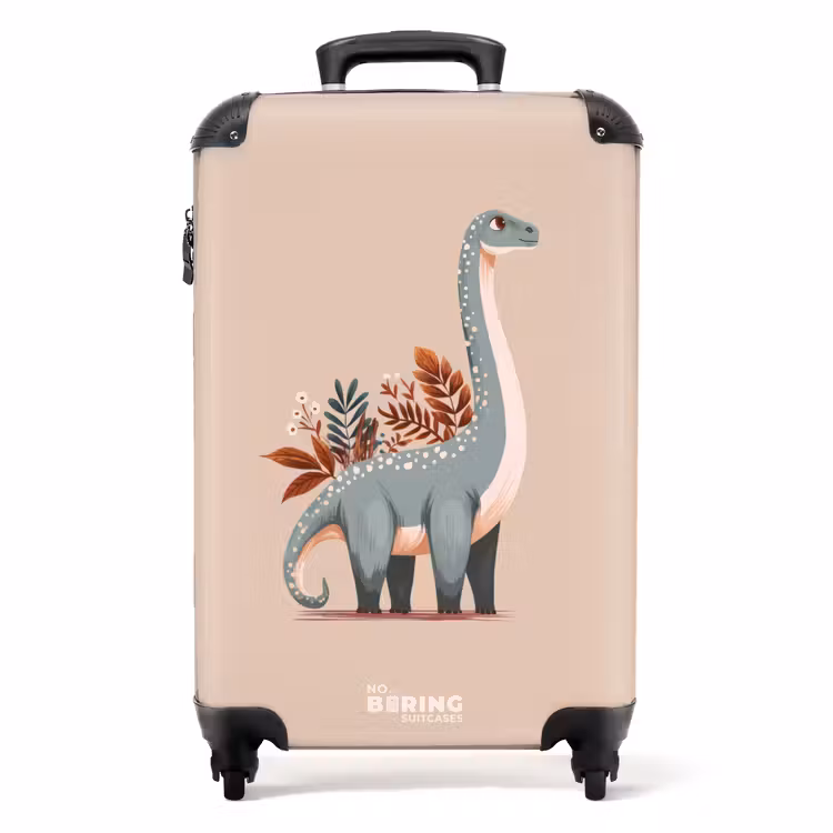 Blauwe dinosaurus op een beige achtergrond NBS - Handbagage koffer - Volwassenen Unisex middel -productfoto_recht