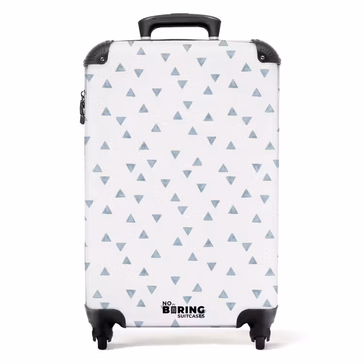 Blauwe driehoeken op een wit vlak NBS - Handbagage koffer - Volwassenen Unisex middel -productfoto_recht