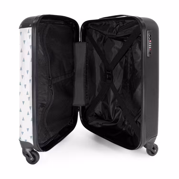 Blauwe driehoeken op een wit vlak NBS - Handbagage koffer - Volwassenen Unisex middel -binnenkant