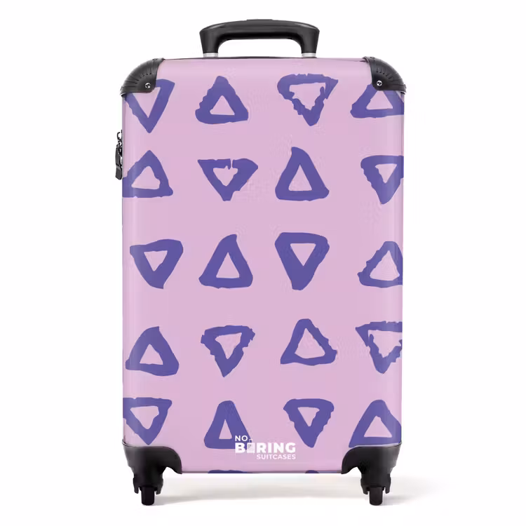 Blauwe, driehoekige contouren op lavendelroze achtergrond NBS - Handbagage koffer - Kinderen Unisex middel -productfoto_recht