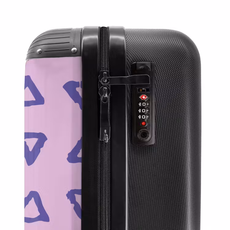 Blauwe, driehoekige contouren op lavendelroze achtergrond NBS - Handbagage koffer - Kinderen Unisex middel -slot