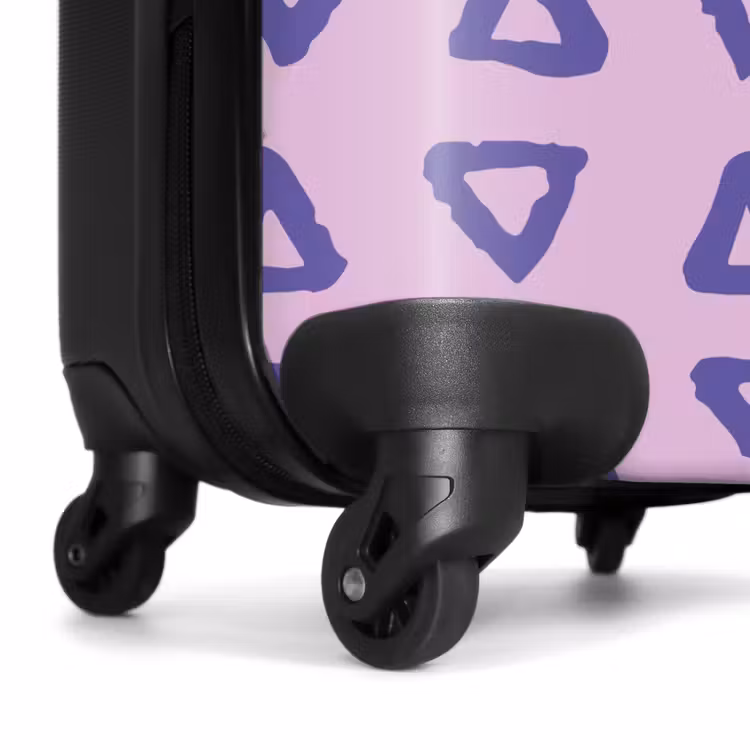 Blauwe, driehoekige contouren op lavendelroze achtergrond NBS - Handbagage koffer - Kinderen Unisex middel -wiel