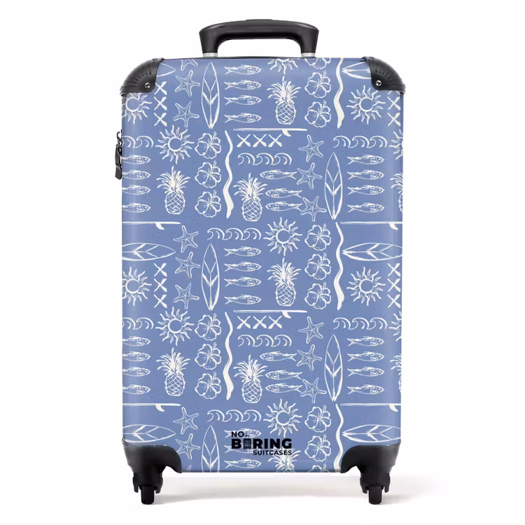 Blauwe surf patroon NBS - Handbagage koffer - Volwassenen Unisex middel -productfoto_recht