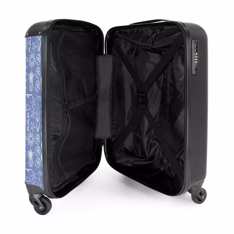 Blauwe surf patroon NBS - Handbagage koffer - Volwassenen Unisex middel -binnenkant